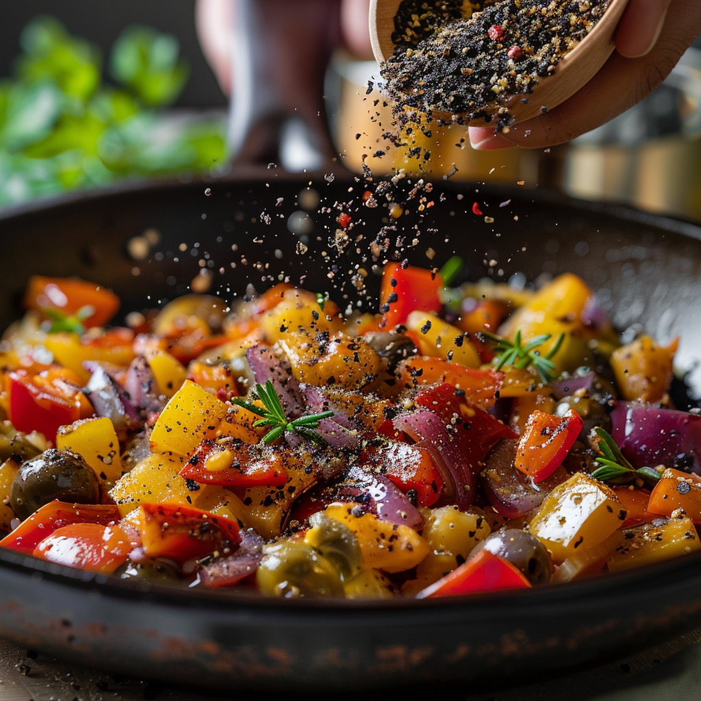 Une délicieuse poêlée de légumes au poivre noir.